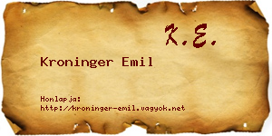 Kroninger Emil névjegykártya